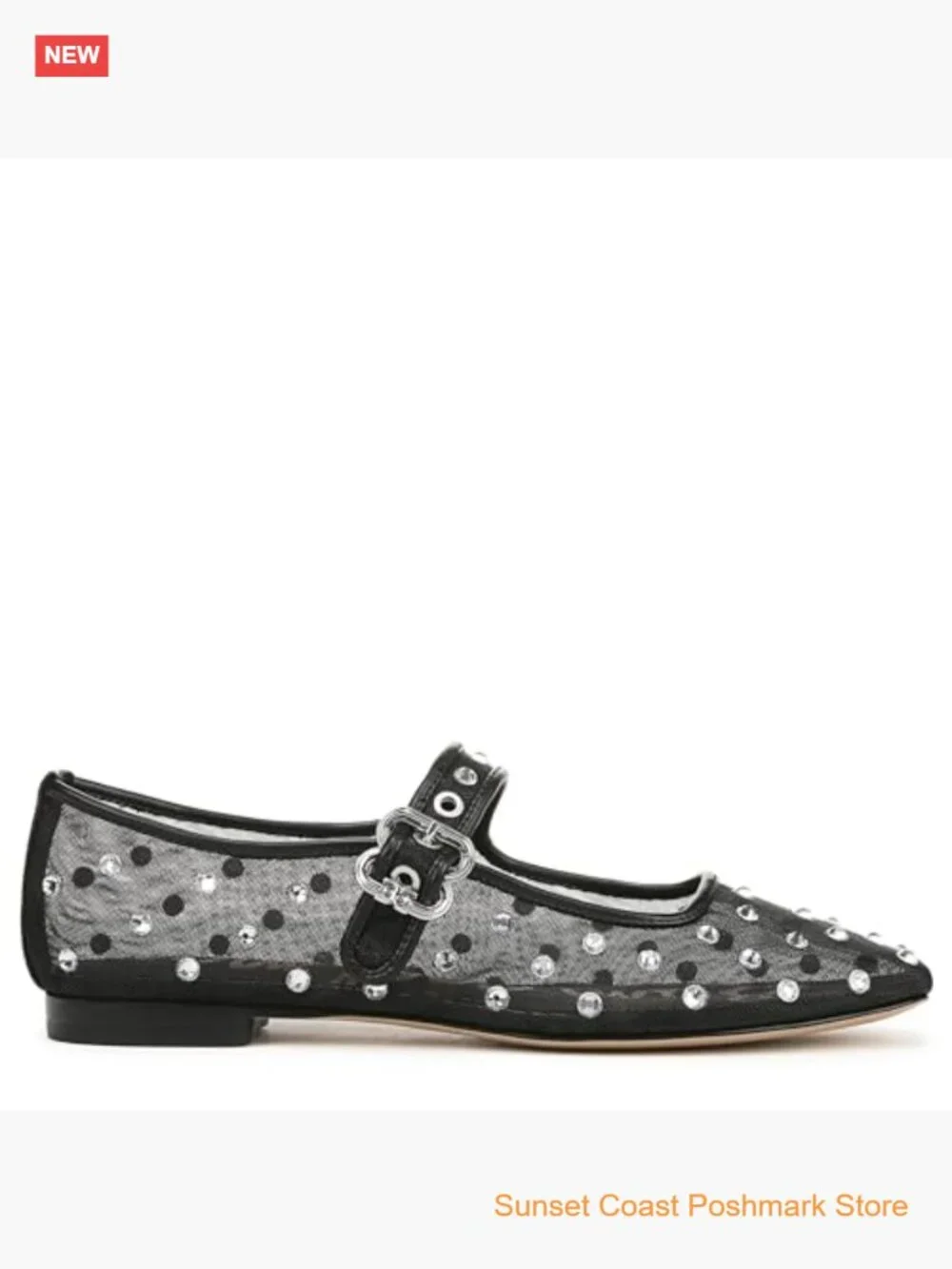 Mesh Ballet Flats with Buckle Closure Square Toe Lightweight